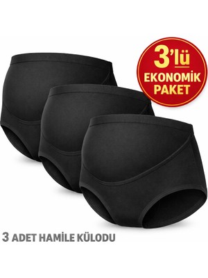 Qulat Yüksek Bel Hamile Külodu 3’lü Set – Karma Renk (Siyah/beyaz/ten)