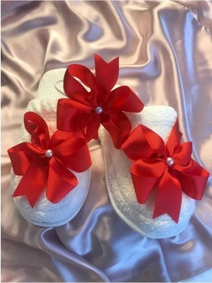 İrembaby Fiyonklu Kırmızı Lohusa Terlik Taç Seti 1006 – Lohusa Seti – Lohusa Seti – Lohusa Seti