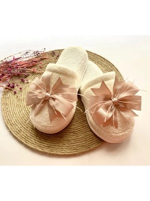 İrembaby Anne Lohusa Terliği Pudra Pembe Tüylü Fiyonk Lohusa Terliği