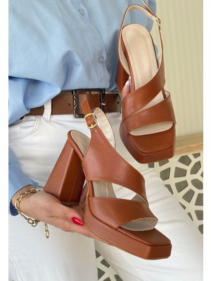 Hkursat Taba Cilt Kadın Topuklu Ayakkabı