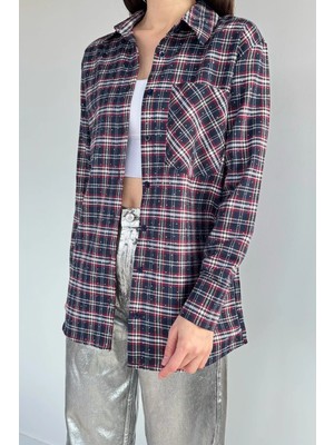 Gülseli Kadın Ekose Desenli Taşlı Gömlek P-00020425