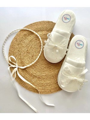 İrembaby Anne Bebek Lohusa Beyaz Incili Özel Tasarım Lohusa Tacı Lohusa Terliği