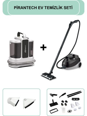 Pirantech KT-703 Koltuk ve Halı Yıkama Makinesi & CB-107C Çok Fonksiyonlu Buharlı Temizlik Makinası