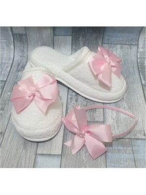 İrembaby Kadın Pembe Büyük Fiyonklu Lohusa Tacı ve Lohusa Terliği Set – Lohusa Seti – Lohusa Seti – Lohusa S