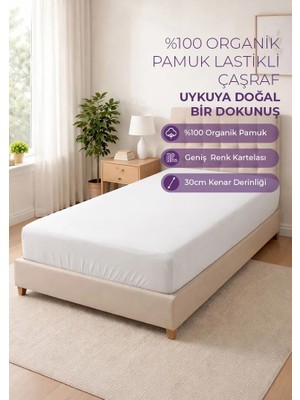 Days In Colours %100 Organik Pamuk Lastikli Çarşaf - 100x200 - Dolmabahçe Serisi