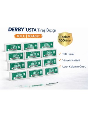 Bezos Derby Usta Çift Taraflı Jilet Tam Bıçak Berber Jileti 10LU 10 Paket