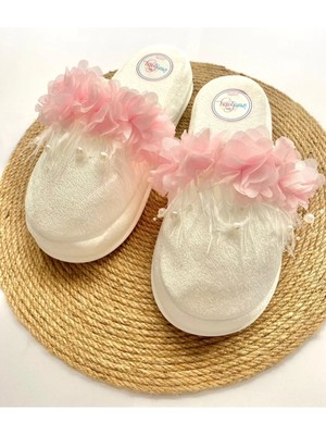 İrembaby Anne Lohusa Pembe Çiçekli Incili Lohusa Terliği