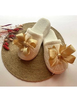 İrembaby Anne Lohusa Gold Tüylü Fiyonk Lohusa Terliği