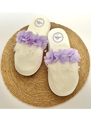 İrembaby Anne Lohusa Lila Çiçekli Incili Lohusa Terliği