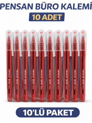 Bezos Pensan Büro 2270 Kırmızı Tükenmez Kalem 1.0 mm Medium Yerli Üretim 10 Adet