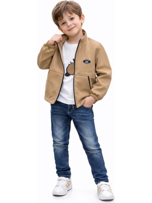 İrem Çocuk Giyim Erkek Çocuk Çapraz Fermuar Cep Detaylı Hakim Yaka Ceket Uzun Kol Badi Kot Pantolonlu Üçlü Takım