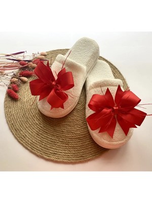 İrembaby Anne Lohusa Kırmızı Tüylü Fiyonk Lohusa Terliği