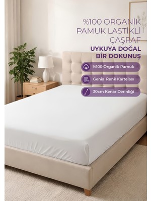 Days In Colours %100 Organik Pamuk Lastikli Çarşaf - 180x200 - Dolmabahçe Serisi