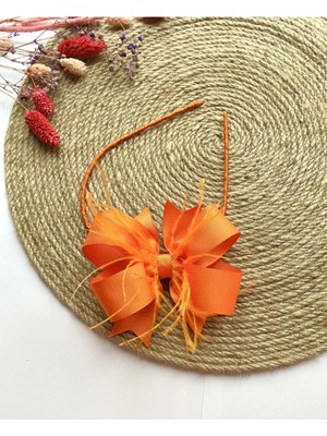 İrembaby Anne Lohusa Tacı Turuncu Tüylü Fiyonk Lohusa Tacı Saç Bandı