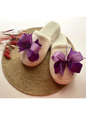 İrembaby Anne Lohusa Mor Lila Tüylü Fiyonk Lohusa Terliği