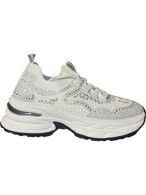 Orijinal Guja 303 Ortopedik Dolgu Topuklu Taşlı Bayan Spor Ayakkabı