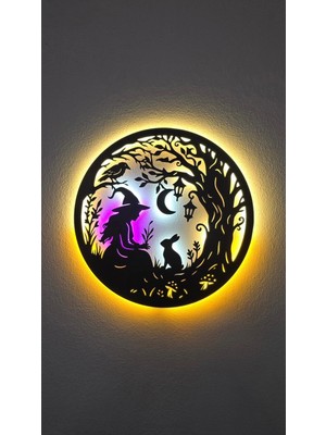 Elert Design Studio Masalsı Orman Ahşap LED Işıklı Tablo – El Yapımı Lazer Kesim Dekoratif Hediye Lamba