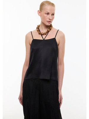 ROMAN Ince Askılı Dekolteli Bluz Siyah YY013034_001