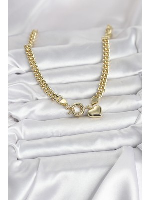 Callerrons Accessories Kalp Detaylı Gold Renk Pirinç Kadın Kolye - EBJ260220W39754