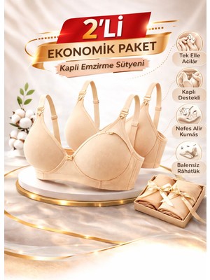 Qulat Kaplı Emzirme Sütyeni 2’li Ekonomik Paket – Balensiz & Iç Göstermez