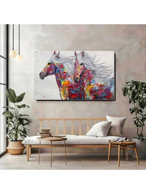 Artprinta Renklerin Özgür Dansı – Atlar Kanvas Tablo