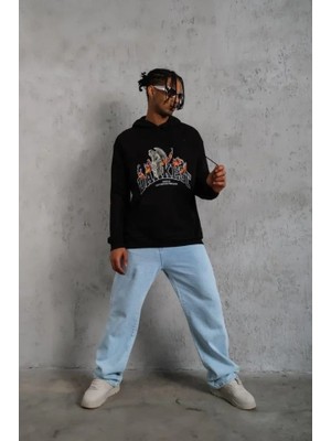 Erkek Dankes Baskılı Kapüşonlu Sweat - Siyah