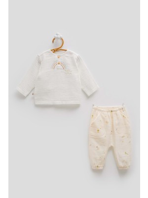 Caramell Jungle Frıends Yarım Patlı Müslin Alt Üst Takım - Bej - 62-68 cm Bej