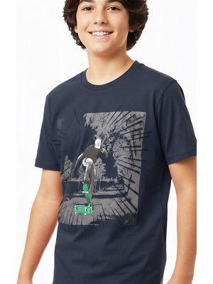 Modanino Erkek Çocuk %100 Pamuk T-Shirt-Kaykay Baskılı-12-16 Yaş 12526