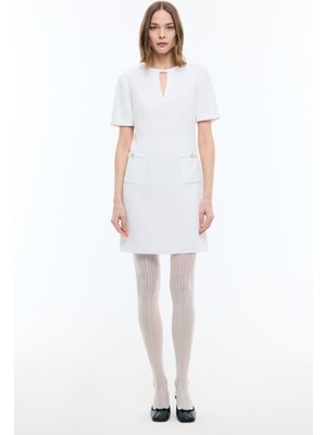 ROMAN Kısa Kol Cepli Elbise Beyaz YY011045_002