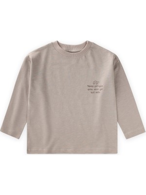 Cigit Sloganlı Uzun Kollu T-Shirt 2-10 Yaş S Vizon
