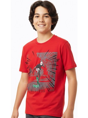 Modanino Erkek Çocuk %100 Pamuk T-Shirt-Kaykay Baskılı-12-16 Yaş 12526