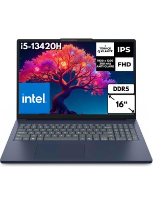 Lenovo Ideapad Slim 3 16IRH10  I5-13420H 8-Gbddr5  256 GB SSD   UHD Graphics 16" Wuxga Windows 11 Home Notebook 83K2001RTRAT21