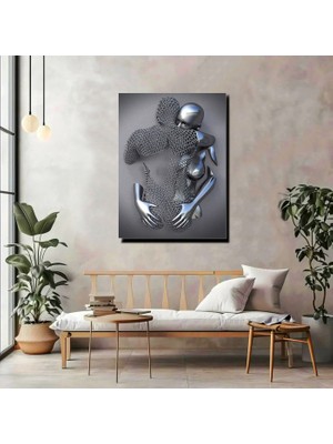 Artprinta Modern Soyut Figür Kanvas Tablo – 3D Metalik Tasarım Duvar Dekoru
