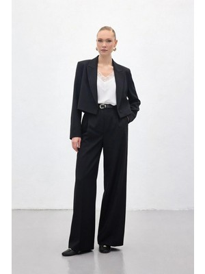 Sateen Luna Krep Pantolon - Siyah