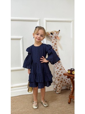 Butik Kız Çocuk Jakarlı %100 Pamuklu Elbise