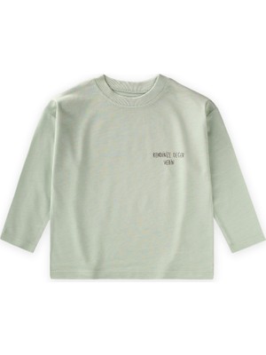 Cigit Sloganlı Uzun Kollu T-Shirt 2-10 Yaş Su Yeşili