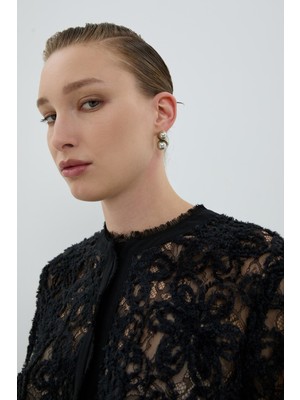 ROMAN Cam Inci Detaylı Sarmal Küpe Gri K2686111_004