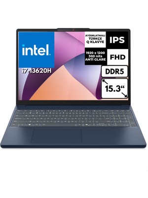 Lenovo Ideapad Slim 3 Intel Core I7 13620H 16-Gbddr5  512 GB SSD 15.3" Wuxga Freedos  Taşınabilir BILGISAYAR83K10060TRAT6