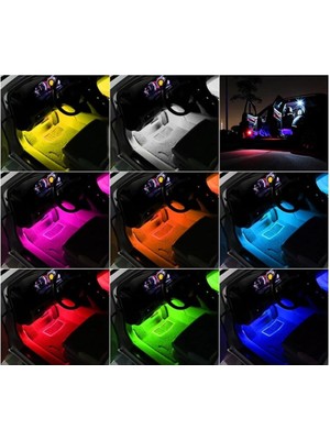 Wehhler Nissan X-Trail 2024-2024 Ayak Altı Ambiyans Silikon LED 12 Ledli Lamba Sese Müziğe Duyarlı Kumandalı LED Toplam 48 LED
