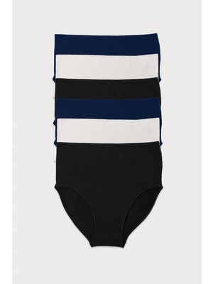 Malabadi Kadın Lacivert Ekru Siyah 6 Lı Paket Modal Yüksek Bel Slip Külot 1955