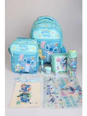Stitch "dekomus Ile Lisanslı Stıtch "galaxy Pop Koleksiyonu" Full Kırtasiye Okul Seti Okul Çantası,termoslu Beslenme ÇANTASI,500 ml Matara ve Beslenme Kabı Seti
