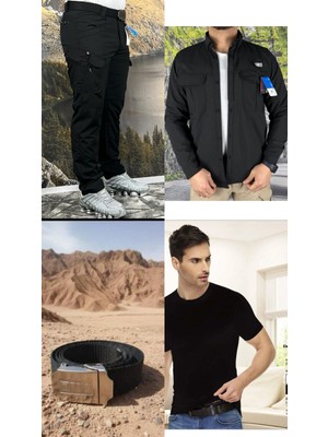 Mikro Taktikal Outdoor Cargocep Kargocep Yazlık Gömlek Pantolon Tişört Kemer Takım