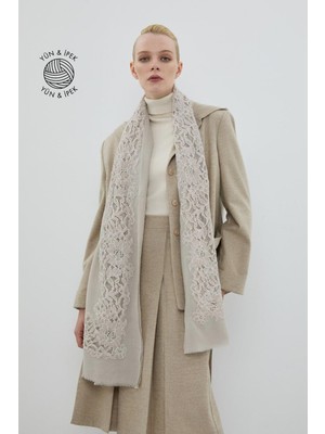 ROMAN Ipek ve Yün Karışımlı Desenli Şal Gri K2684202_004