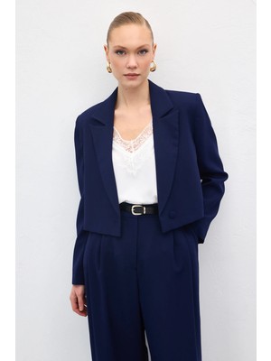 Sateen Luna Kısa Ceket - Lacivert