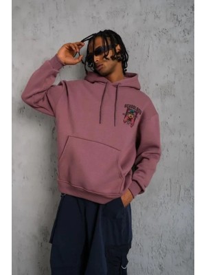 Erkek School Boy Baskılı Kapüşonlu Sweat - Gül Kurusu