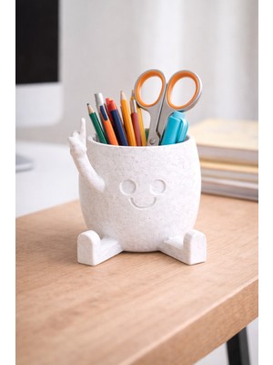 Baykuş Pazar Sevimli Karakterli Mini Saksı & Masaüstü Kalemlik – Dekoratif Çok Amaçlı Organizer