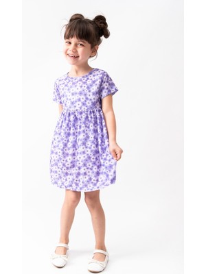 ruhaay Yazlık Kısa Kol Kız Çocuk Baskılı Elbise