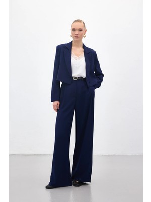 Sateen Luna Krep Pantolon - Lacivert