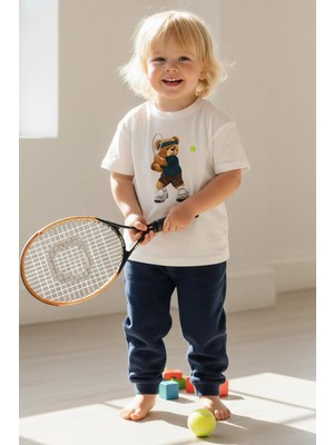 Monila Erkek Çocuk Pamuklu Ayıcık Baskılı T-Shirt ve Eşofman 2'li Takım