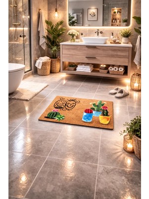 Esnature Kaktüs Desenli Kapı Önü Paspası 45X70 cm